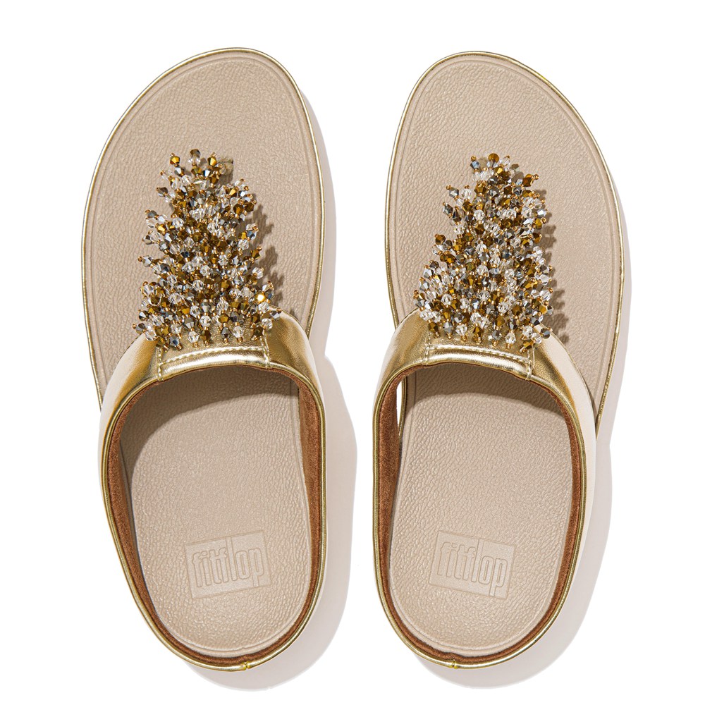 Fitflop Womens Sandals Gold - Rumba Beaded Toe-post - VD4792061